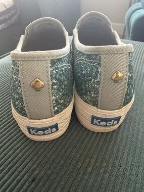 kate spade double stack Glitter Slip-On Sneakers in baby blue Sparkle